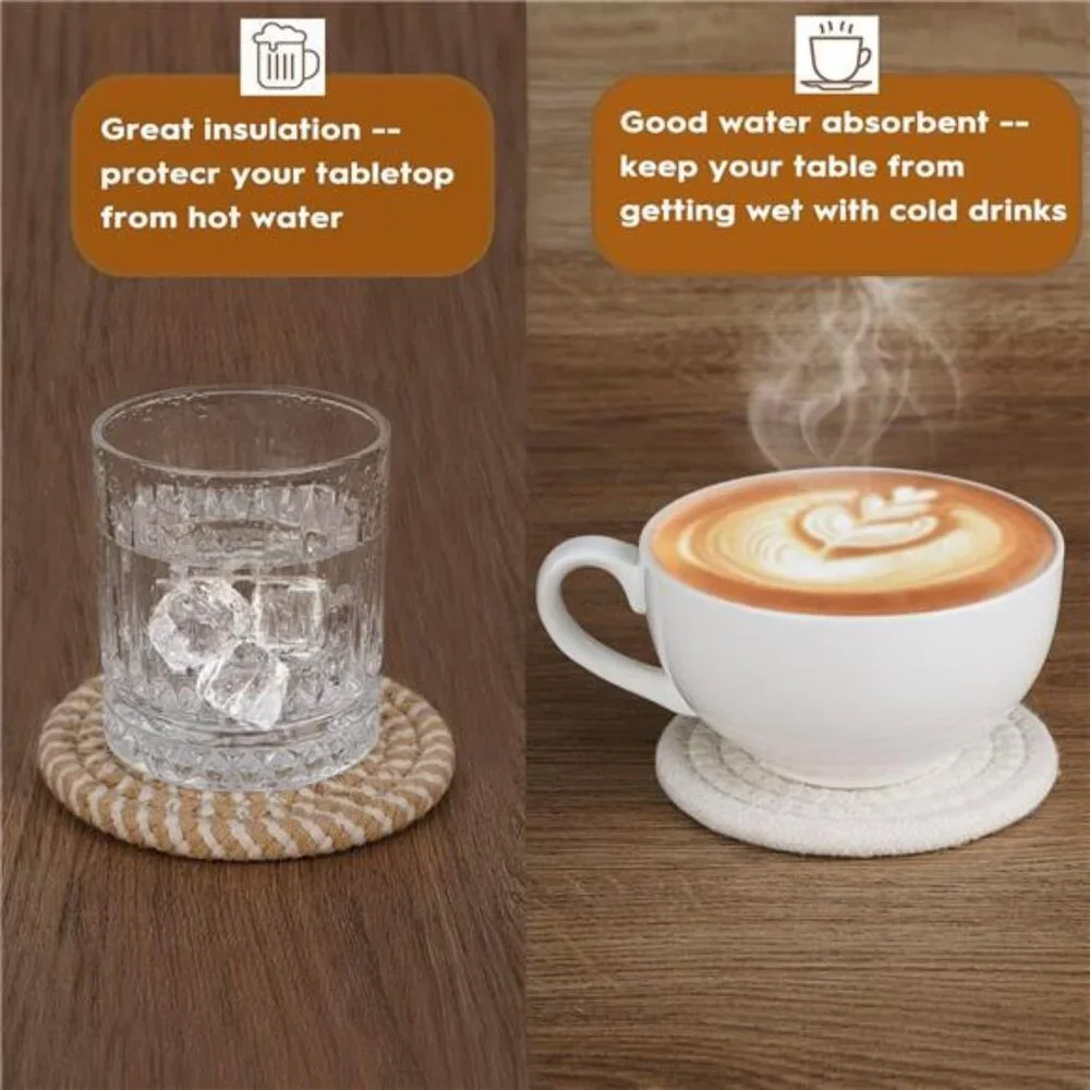 12 Pcs Handmade Boho  Coasters with Seagrass Basket Holder Set,